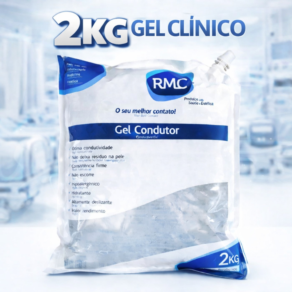 Gel Clinico Contato Condutor Ultrassom Incolor 2kg Bag RMC Tens Fes  para Clínicas e Fisioterapia Alto Rendimento