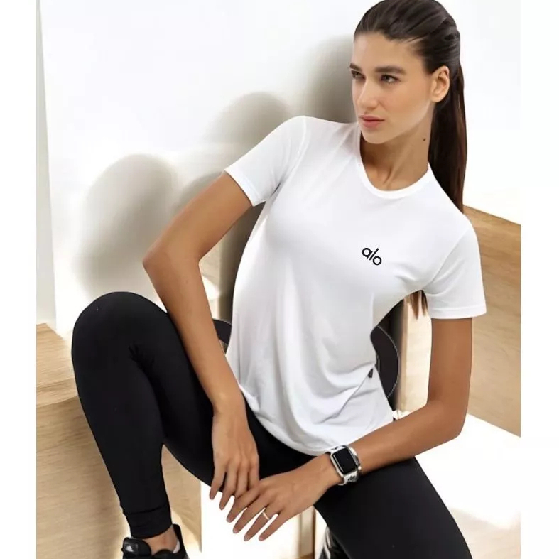 Camiseta Dry Fit Feminina Yoga Poliester Tecido Fitness Secagem Rápida Envio Imediato