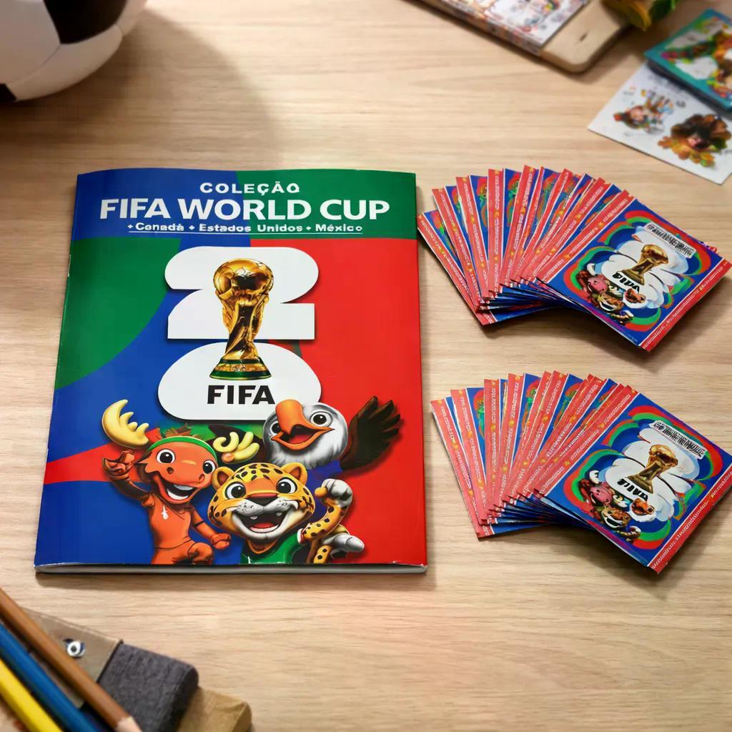 Álbum Copa do Mundo 2026 + Figurinhas Futebol 48 Seleções Colecionável Não Oficial Brasil