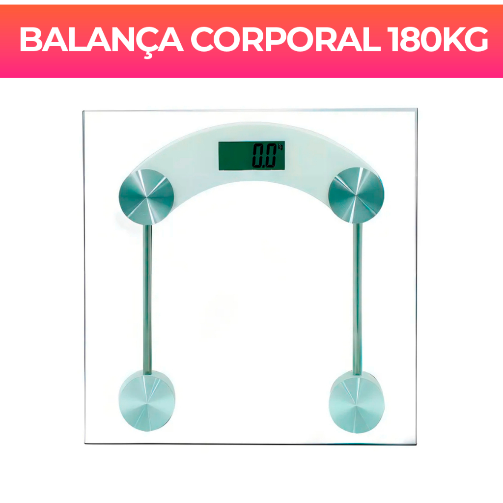 Balança Corporal Transparente Quadrada Digital Até 180kg Com Vidro Temperado Premium - OliverHome