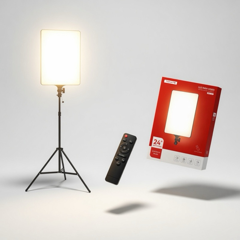 Luz LED Vídeo Tomate 24 Polegadas + Tripé 2,10m | Iluminador Profissional Original com Controle