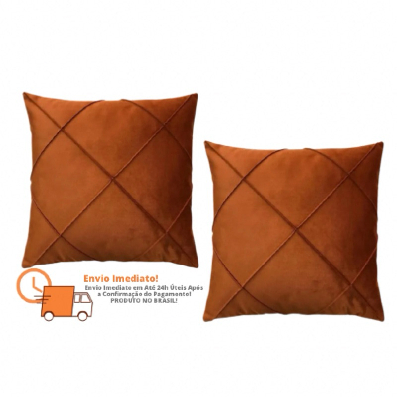 Kit 02 Capas De Almofada Em Suede 45x45 Drapeada Decorativas Para Sala Quarto cama Sofá