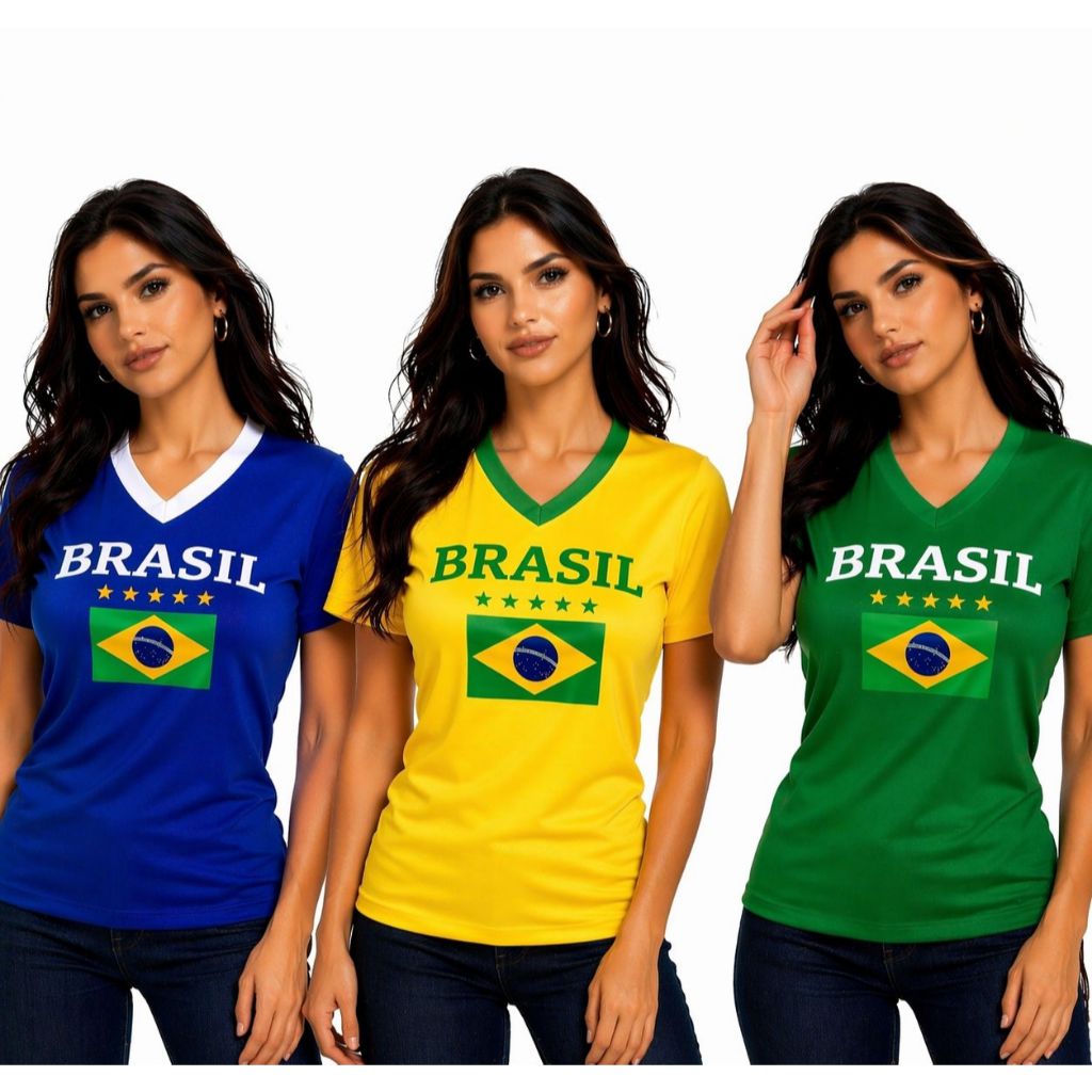 KIT 3 CAMISA FEMENINA BRASIL NAÇAO