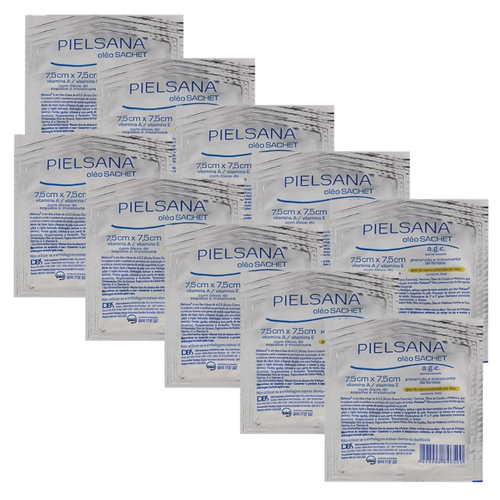 Curativo Pielsana Óleo Sachet Gaze De Rayon c/ Óleos de Copaíba e Melaleuca (7,5x7,5) - 10 unidades