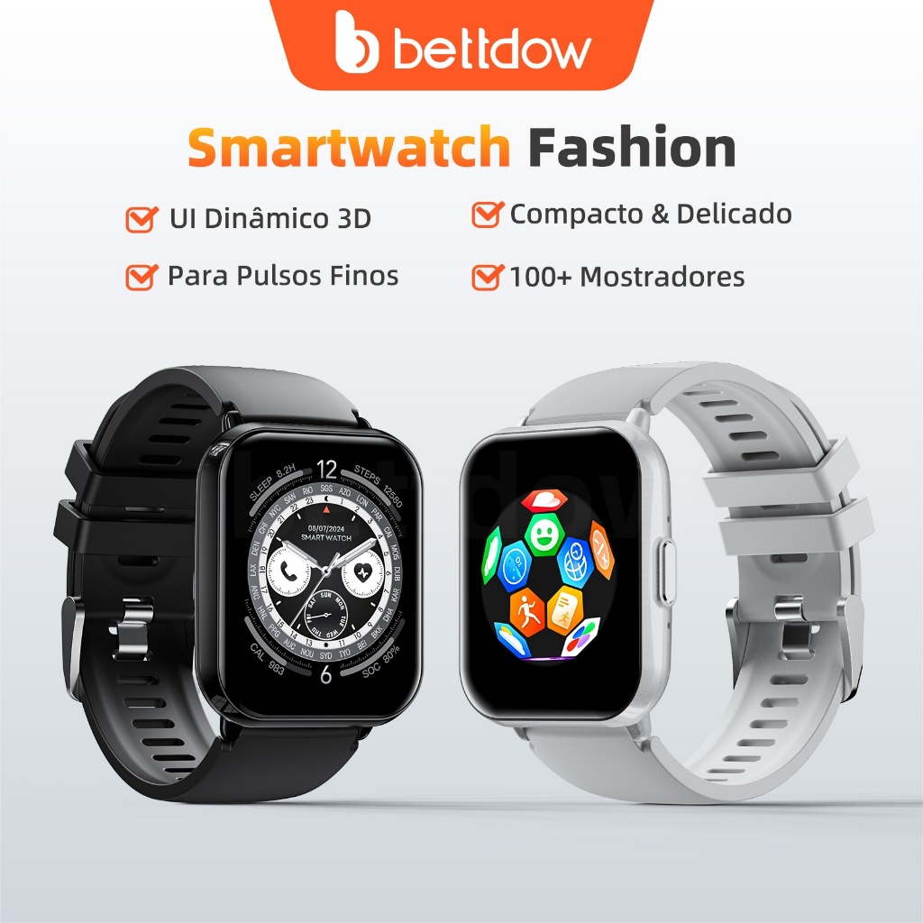 BETTDOW Relógio inteligente  Tela cheia Rastreador de fitness sensível ao toque IP68 À prova d'água Suporta dados GPS do