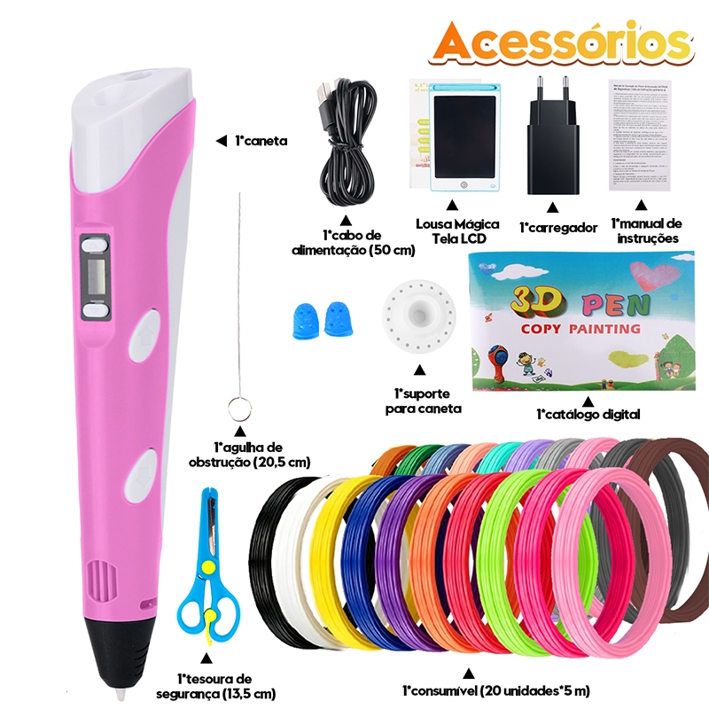 Kit De Caneta De Impressão 3D De Segunda Geração Caneta 3D Impressora Infantil Pintura Desenho 3D DIY Refil Filamento Pl