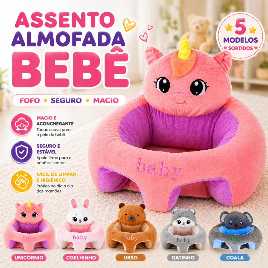 Assento Para Bebê Almofada Infantil Apoio Antiqueda Com Enchimento