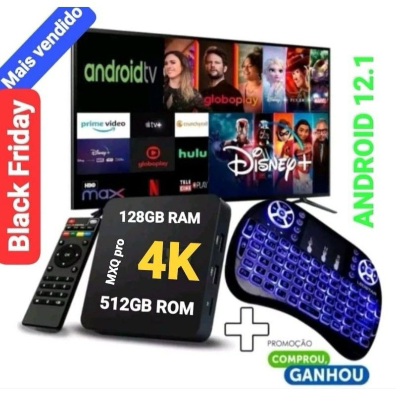 Conversor Smart TV pro 4K + mini teclado led