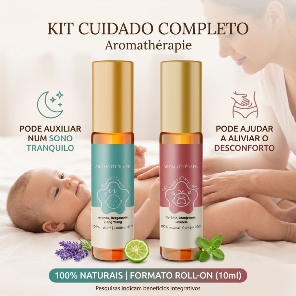 Kit 2 Aromaterapias Bebê Natural Cólica Baby E Soninho Baby Blend Óleos Essenciais Aromathérapie