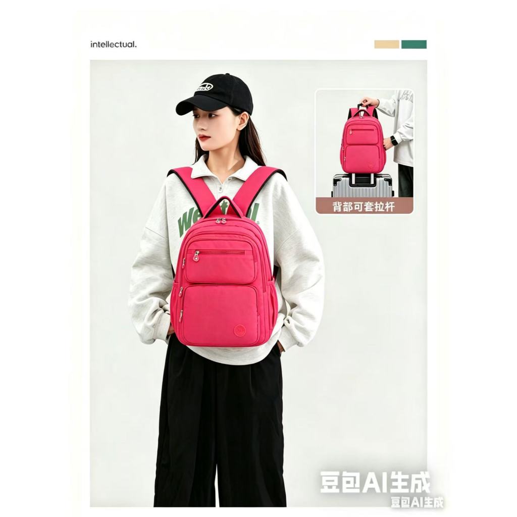 Mochila Feminina Escolar Passeio Coreano Grande Capacidade Com Pingente de Corda