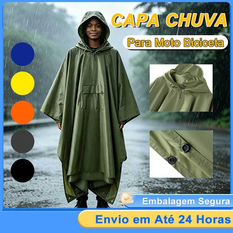 Capa de Chuva Impermeável Leve Portátil para Moto e Bicicleta, Resistente à Água, Tamanho Único