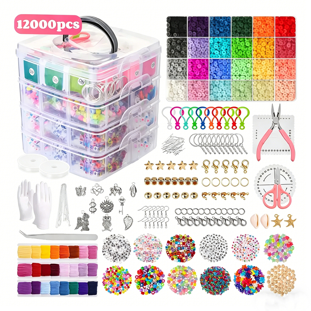Kit Miçangas Completo 12000p Para Fabricação Joias Pulseiras