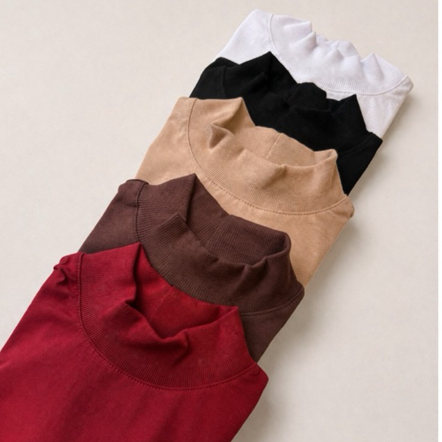 kit 4 Camisetas Femininas Básicas Gola alta  Algodão Lisa Moderna  Elegante