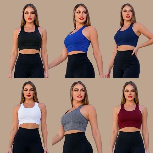 KIT 4 Top Nadador Suplex Liso Academia Fitness Treino Roupas Femininas