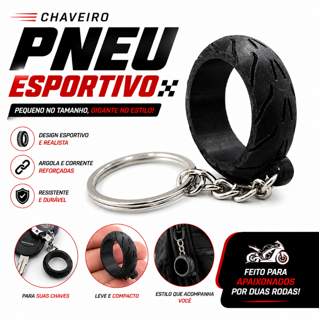 Chaveiro Pneu Moto Esportiva