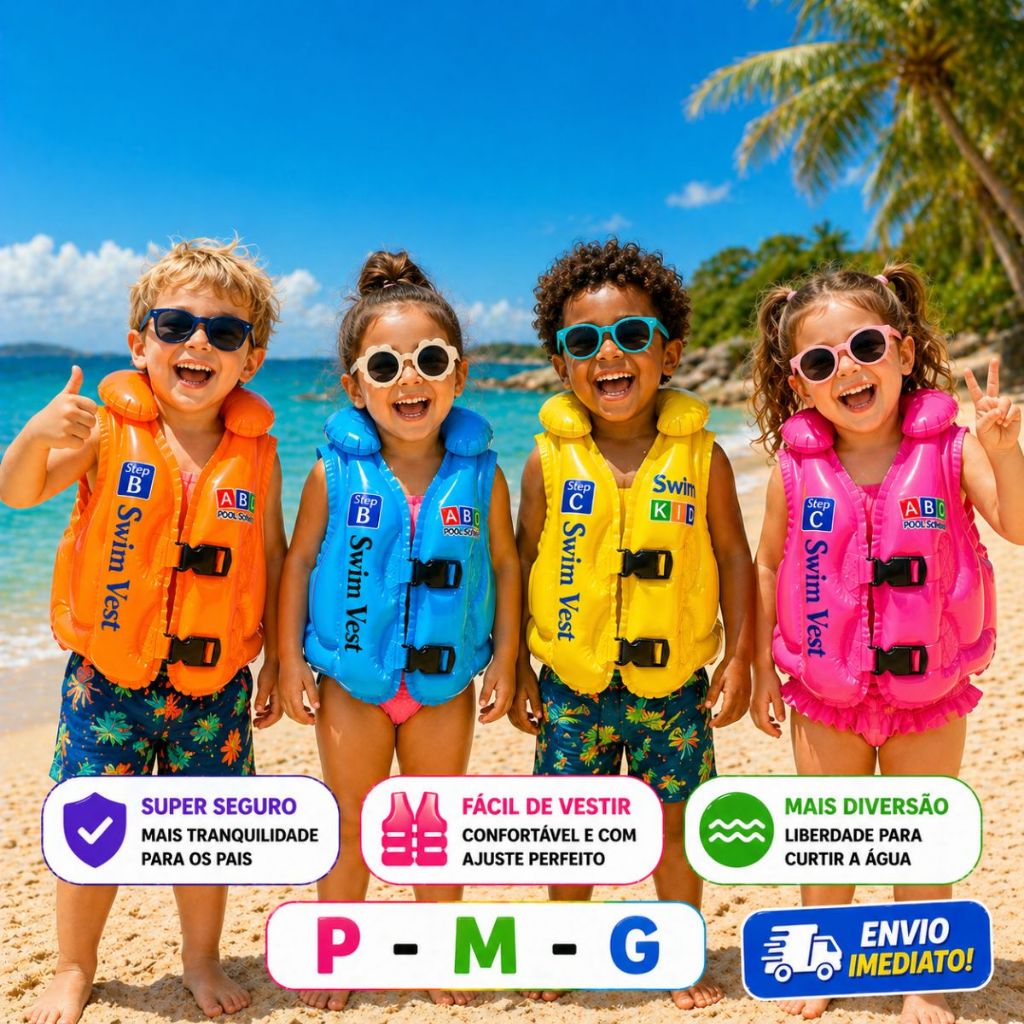Boia Infantil Colete Salva Vidas Colete Inflavel Colete Flutuante Natação Piscina Praia Rios Lagos