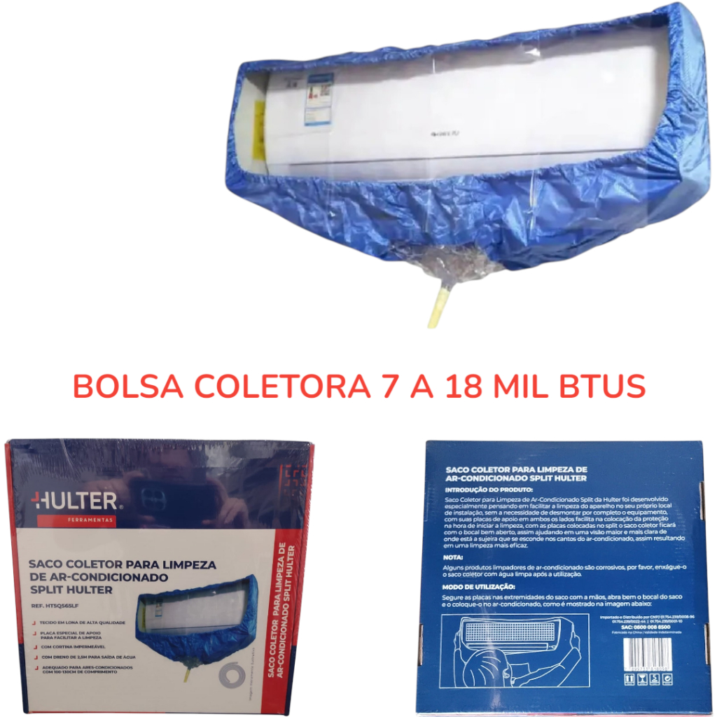 BOLSA COLETORA PARA LIMPEZA DE AR CONDICIONADO SPLIT 7 Á 18 MIL BTUS