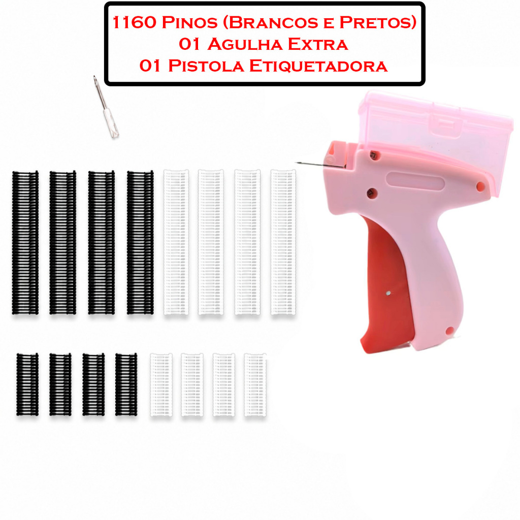 Kit Etiquetadora Pistola De Plástico Aplicadora De Tag Preços Etiquetas Tecidos Roupas Manual 