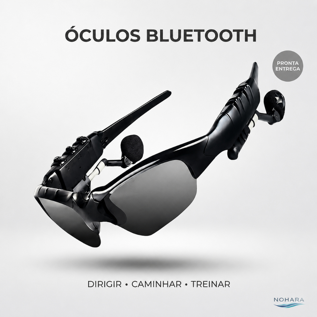 Óculos Sol Bluetooth Sem Fio Fone Ouvido Microfone Proteção