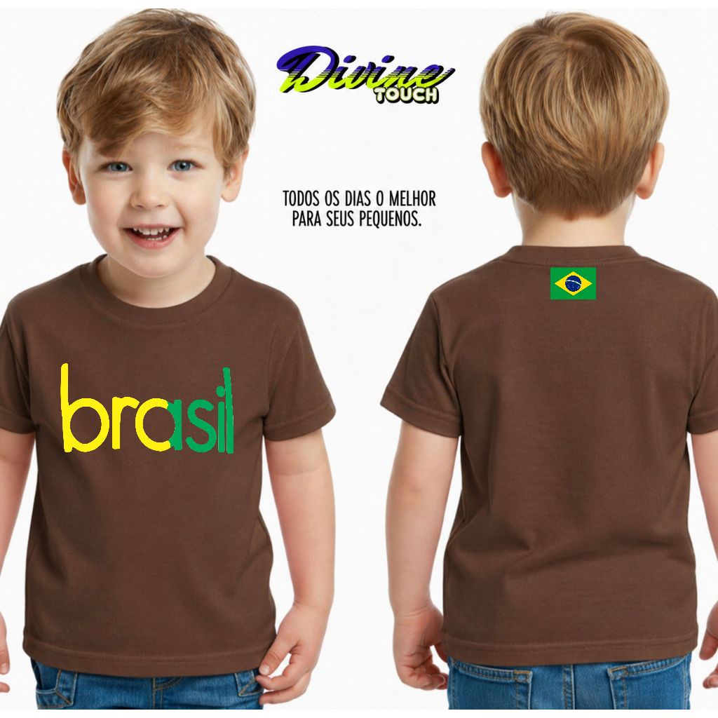 Camiseta Infantil Malha 30.1 100% Algodão Juvenil Estilosa Camisa Brasil Melhor Para Seus Pequenos