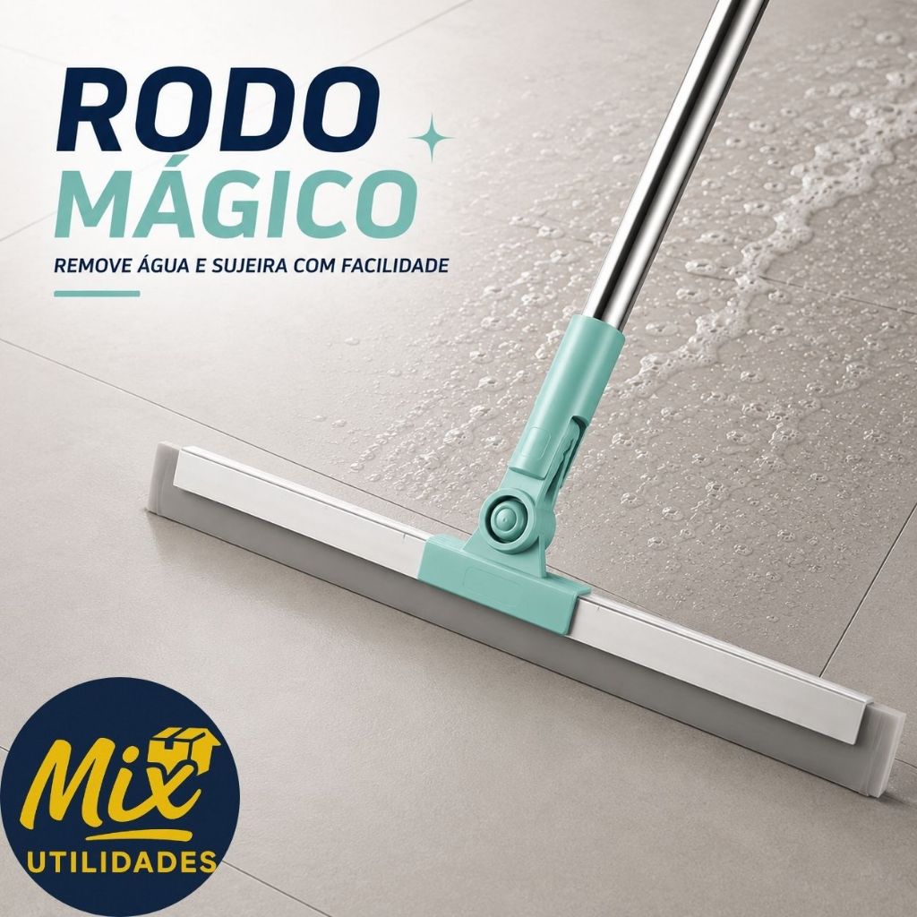 Rodo Mágico 2 em 1 de Silicone Multiuso – Vassoura e Limpador de Vidros para Limpeza Completa Seco ou Molhado