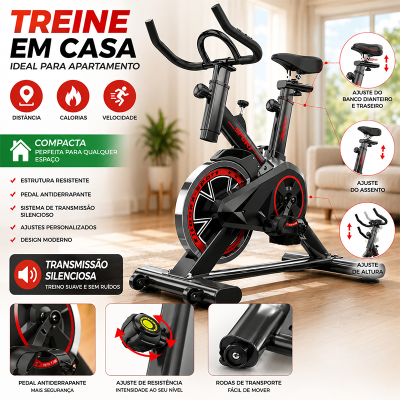 Bicicleta Bike Ergometrica Spinning Academia Fitness Profissional 150kg Aparelhos De Academia Em Casa