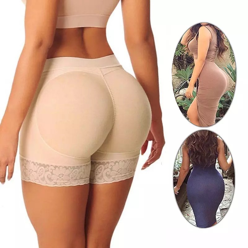 Calcinha com enchimento para mulheres, realçadora de quadris e bumbum, nas cores preta/bege, tamanhos M-3XL