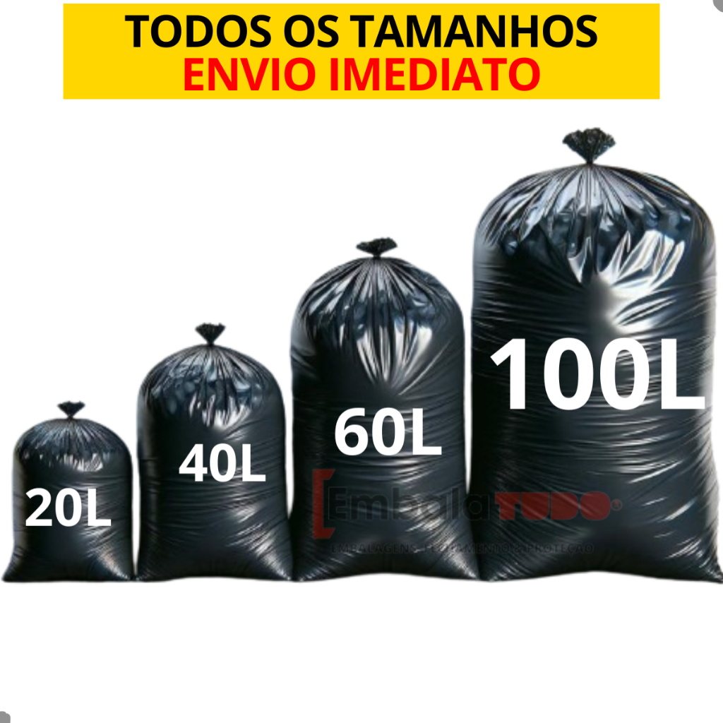 Saco de Lixo Preto Resistente Várias Medidas Material Fino De alta Qualidade