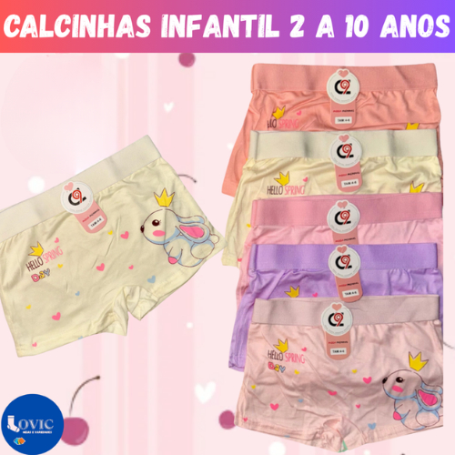Kit Até 10 Calcinhas Boxer Infantil Conforto Diário Cores Sortidas Tecido Macio