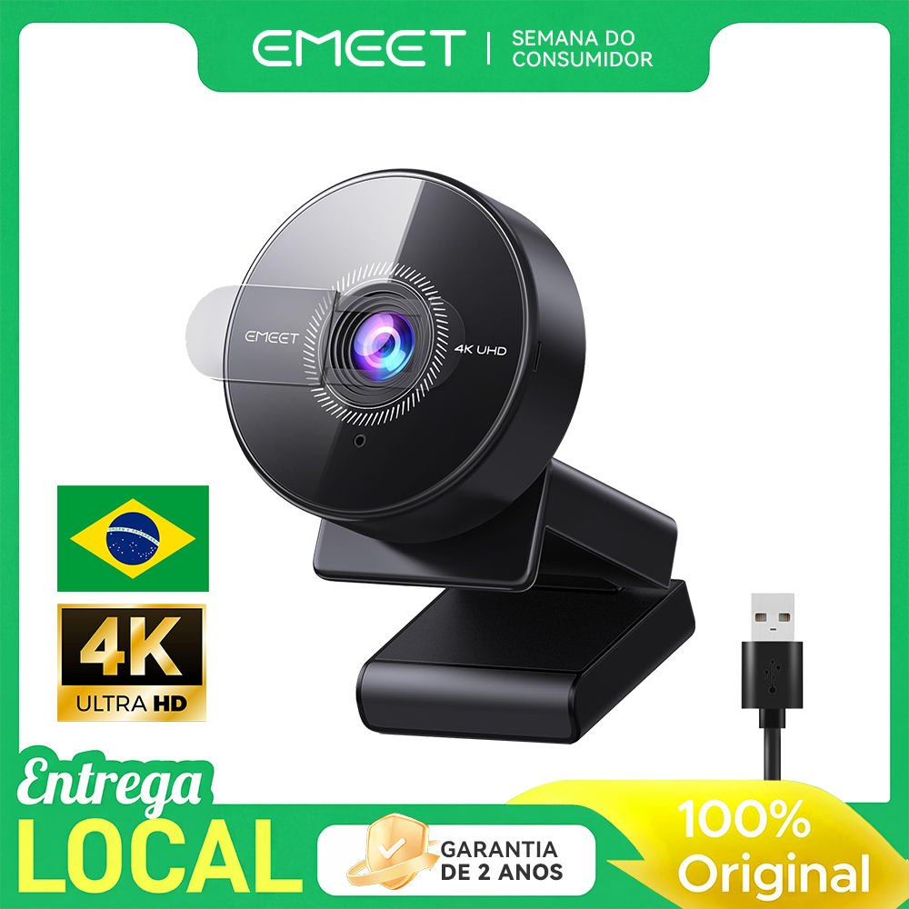 4k Webcam EMEET C950 4K Ultra 8mp Hd Autofoco Com Microfone Camera Para Pc Preto