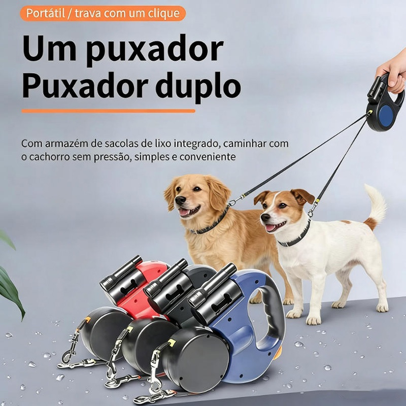 Carretel Retrátil de Náilon Automático 3 Metros Puxador Duplo | Botões Reguláveis de Ajuste - Z17