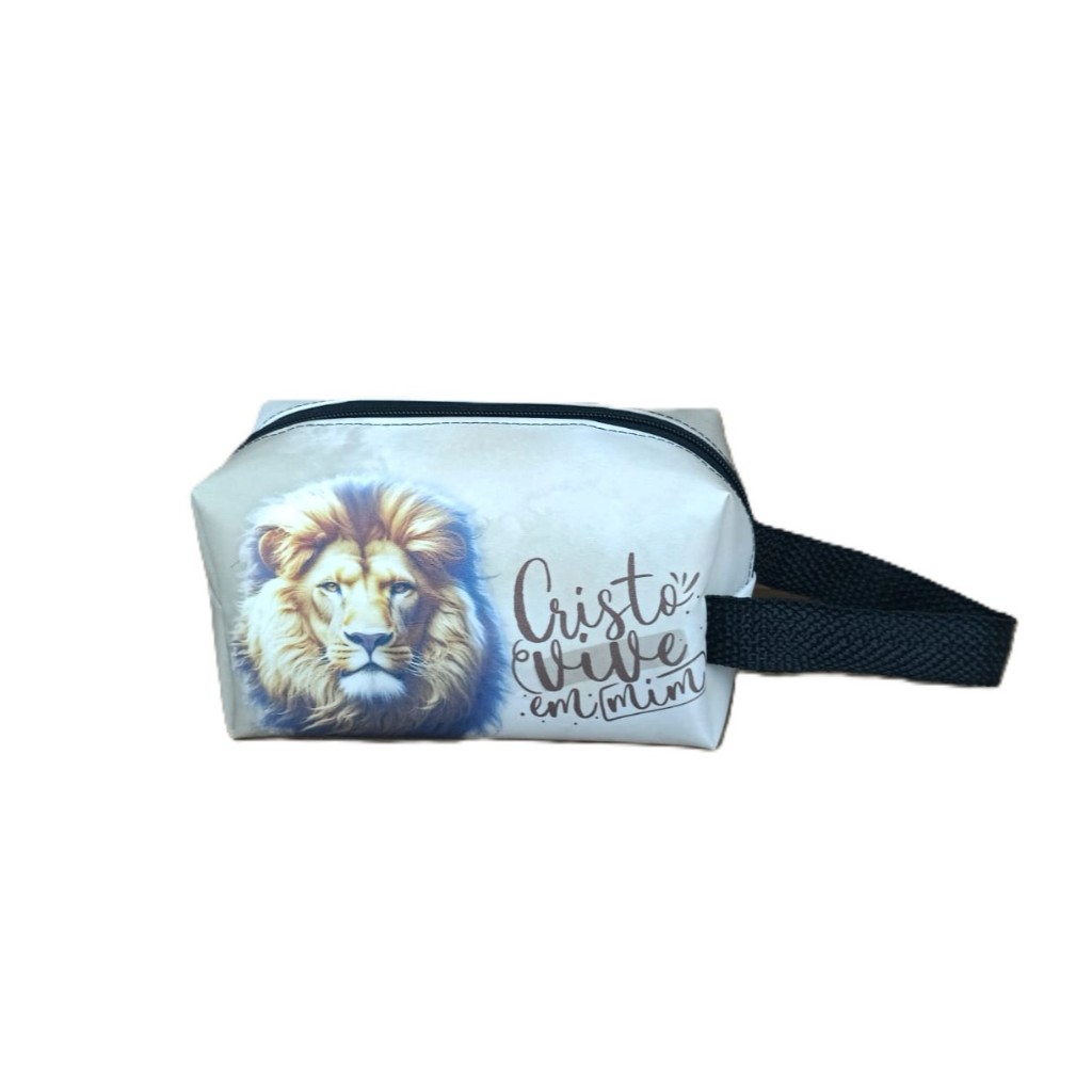 Necessaire Bolsa masculina Feminina Pequena Unissex 1 compartimento Frases Cristãs Gospel Promoção
