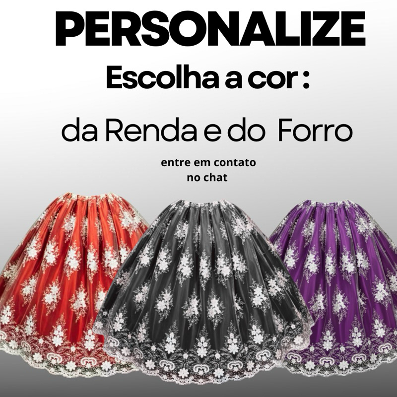 Saia de tule bordado - Personalize a cor - umbanda - candomblé - pombagira - Roupa de santo