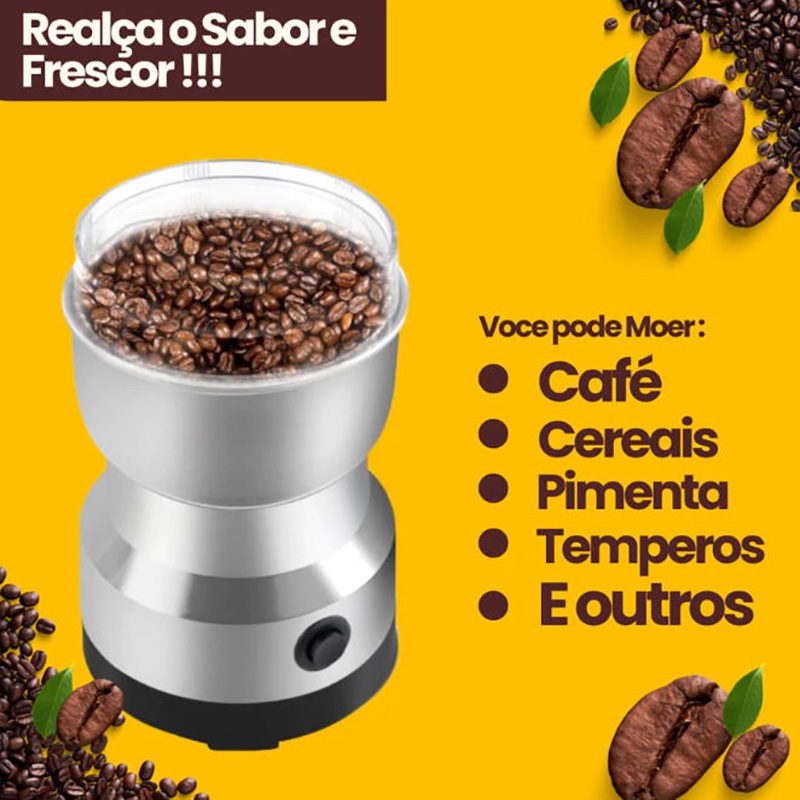 220V Moedor Multifuncional de Café e Especiarias com Design em Aço Inoxidável 4 Lâminas-F5