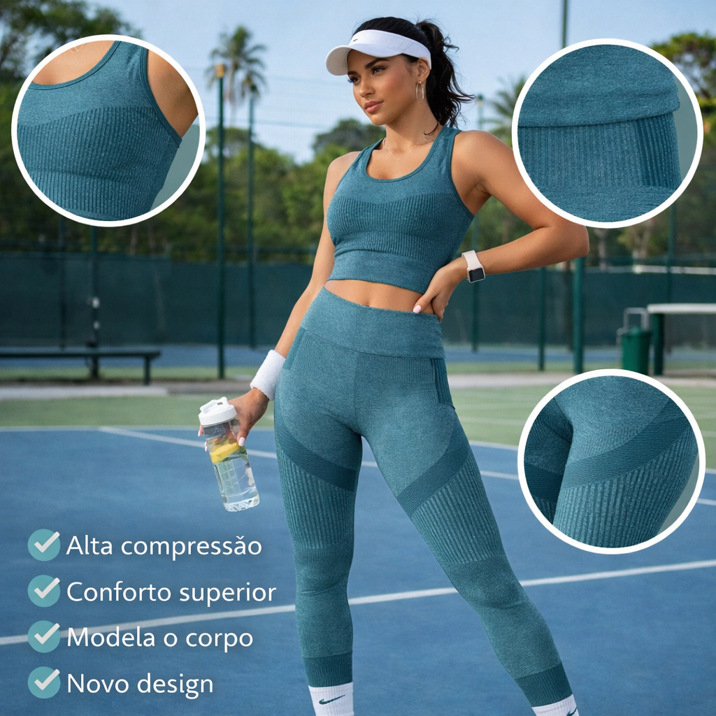 Kit Conjunto Academia Calça Legging e Top Fitness Básico Diversas Cores