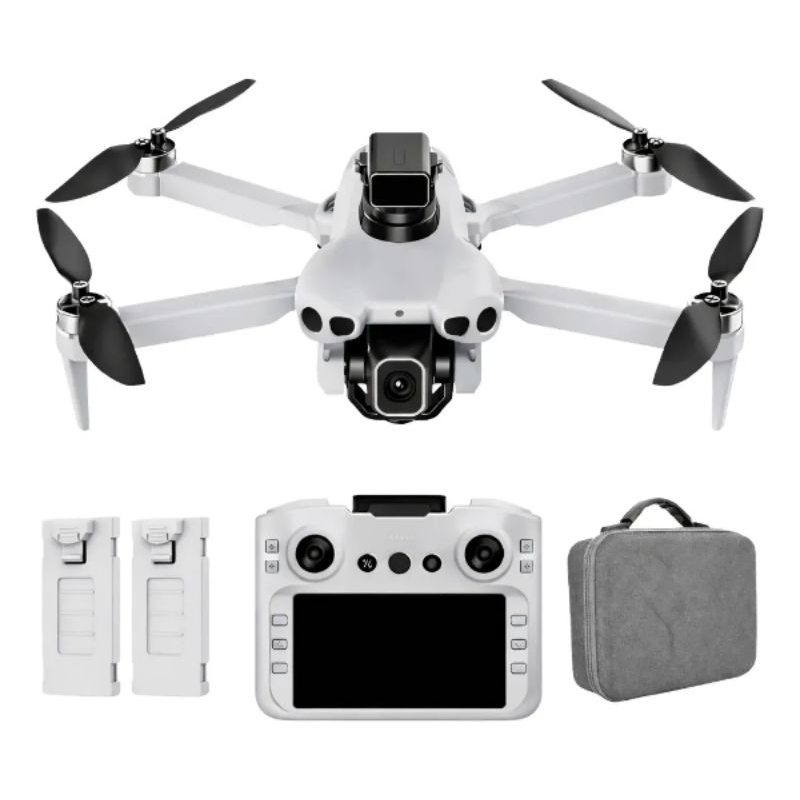 Drone AE5 Pro Dobrável 2 Baterias Câmera Full Hd Controle Com Tela Desvio De Obstáculos Bateria Resistente Bag Maleta