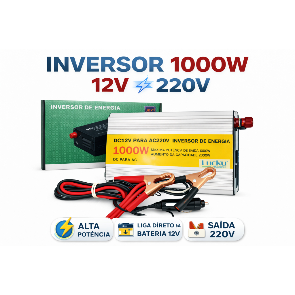 Inversor 1000w Conversor Entrada 12v Saida 220v
