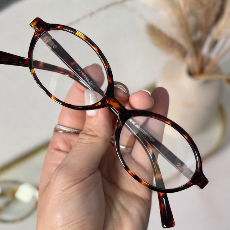 Óculos de Descanso Luz azul Oval Feminino Estilo Vintage Y2K Moda Armação Grau Óculos de Sol