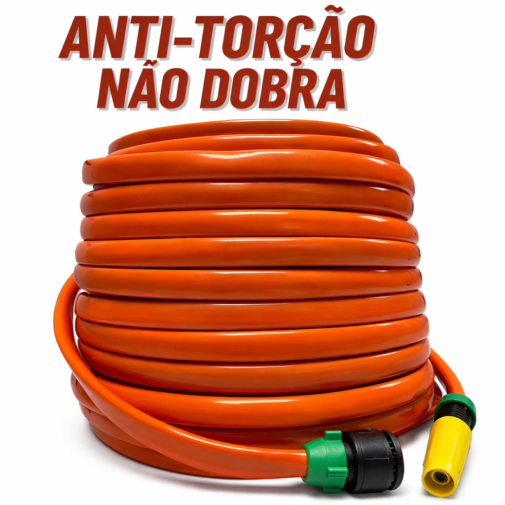 Mangueira de Jardim Anti-Torção e Anti-Dobras Borracha Para Quintal de 5 a 50 Metros