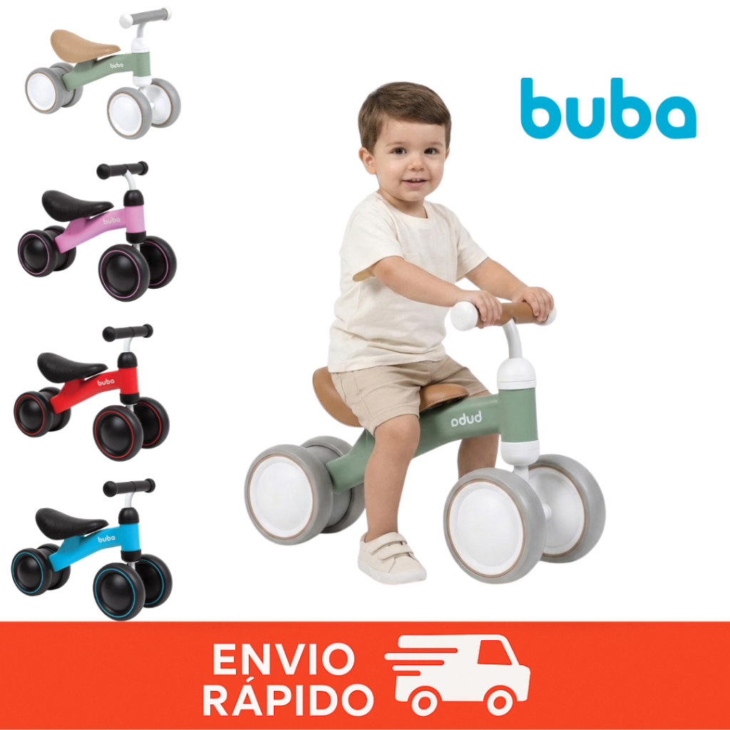 Bicicleta Equilíbrio Infantil Andador Sem Pedal 4 Rodas Bebê Buba Criança