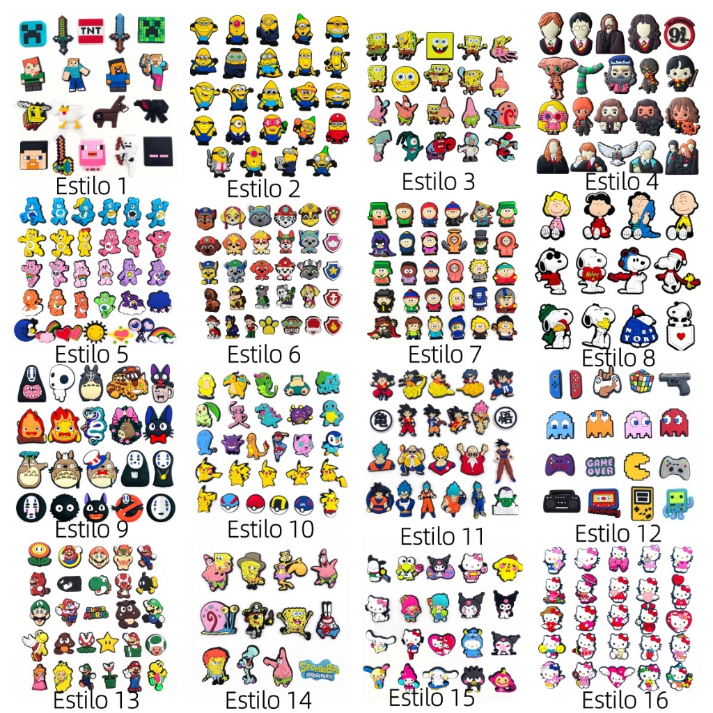 MEIDJ Encantos De Sapato Cartoon Anime Padrão Decorações Acessórios De PVC Com Botão