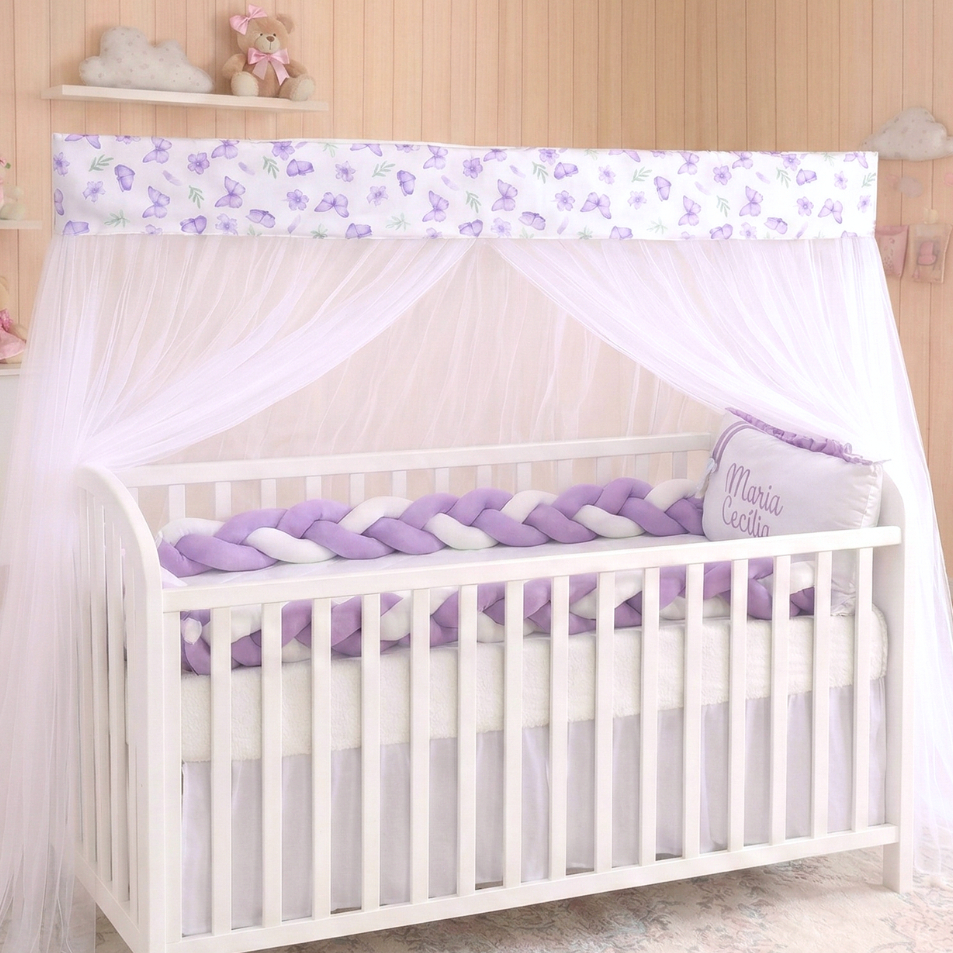Mosquiteiro Tule Berço Americano E Mini Berço Bando Estampado Infantil Menino Menina