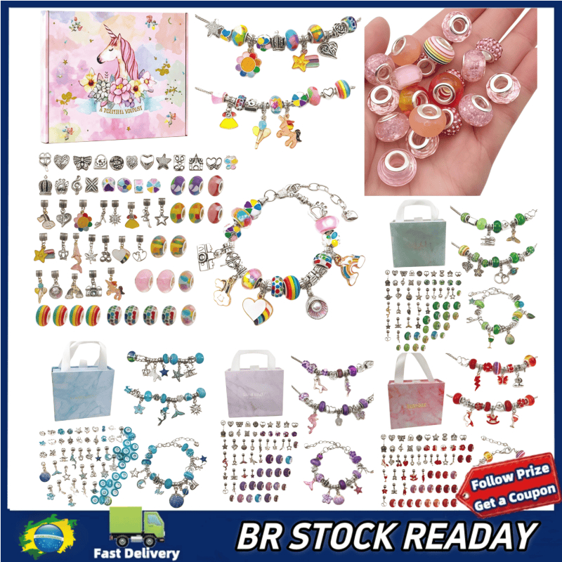 ✅[BR Seller]Kit Bijuteria Miçangas de 66 Peças Para Montagem de Pulseira Infantil