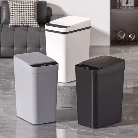 Lixeira Inteligente 13L com Sensor Automático Toque Cesto–Abertura Fácil Ideal para Escritório Banheiro Quarto (ST-983)
