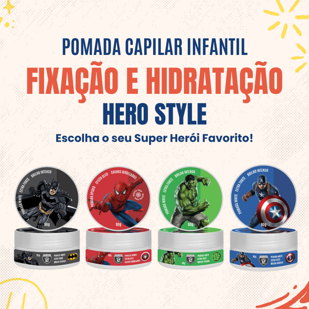 Pomada Infantil Modelador de Penteado Super Heróis Kids Street Barbers 90g