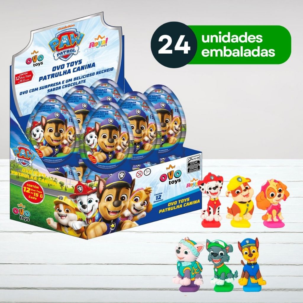 Patrulha Canina 24 Unidades C/ Chocolate e Brinquedo Infantil