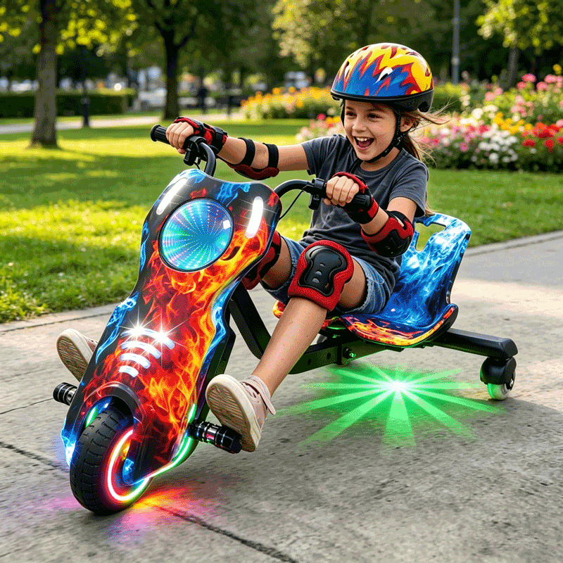 Triciclo Elétrico Drift Motorizado 350w Adulto/Infantil 6.5"  Polegadas 3 Velocidades Bluetooth Led