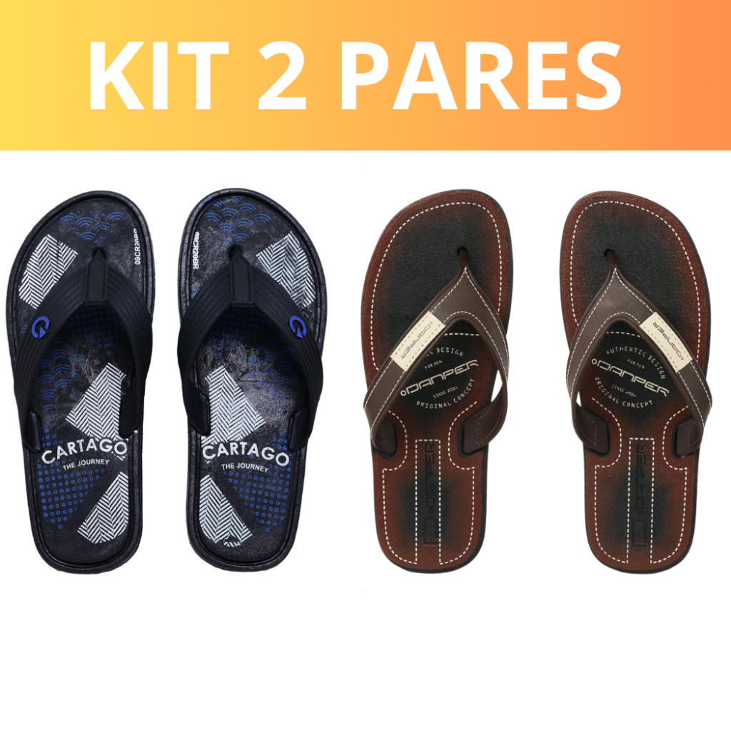 Kit 2 Chinelo Sandalia Masculino Borracha Antiderrapante Leve Resistente Confortavel