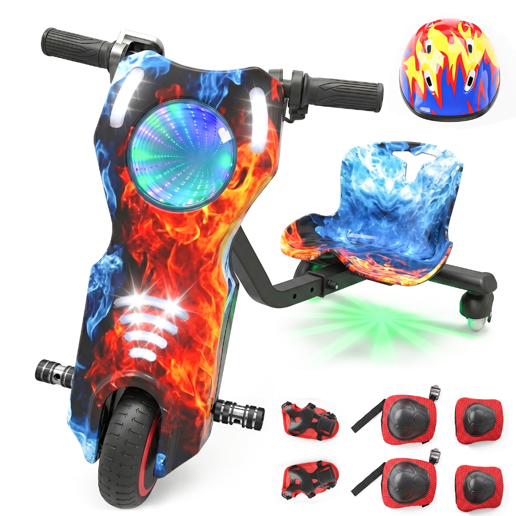 Triciclo Eletrico Infantil Drift 6.5" ，350w Velocidades,  Ótimo Presente de Aniversário， capacete e joelheiras in