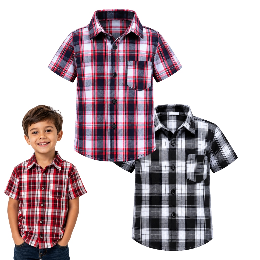Camisa Xadrez Infantil Juvenil Manga Curta Tamanho 2 ao 10 Festa Junina São João
